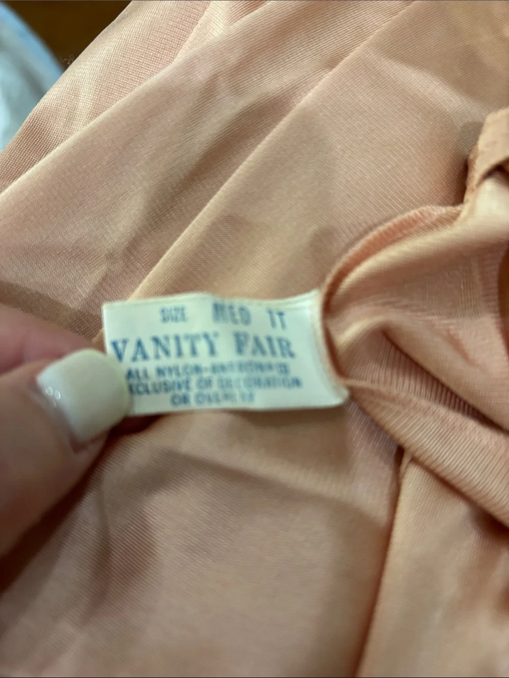 Vintage Peach Satin Slip with Lace Trim
